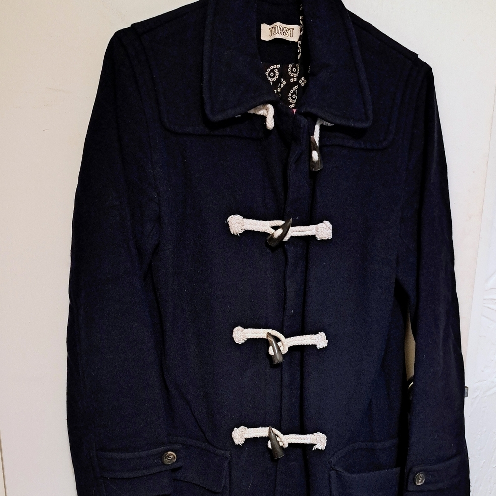 TOAST Navy Wool Toggle Coat